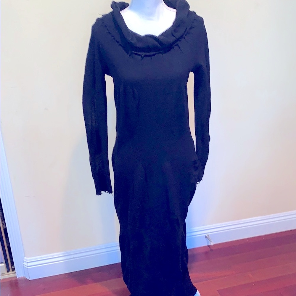 Elegant Black Maxi Dress Goth Bodycon Vintage Whitchy Whimsical Costume Party M